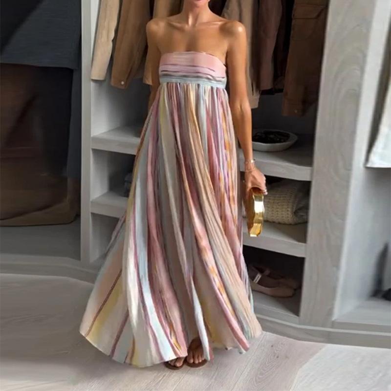 Spring new models, elegant and sexy contrasting color tube  backless dress long dress S