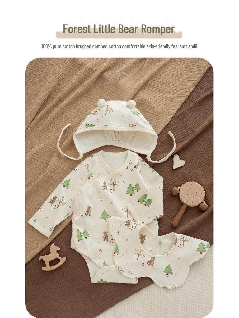 Jesienne bawełniane pajacyki dla niemowląt w stylu skandynawskim z motywem żołędzi: Dziecięca bezszwowa zimowa warstwa bazowa