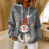 Women's Loose Comfortable Casual Fashion V-Neck Christmas Print Long Sleeve Hoodie