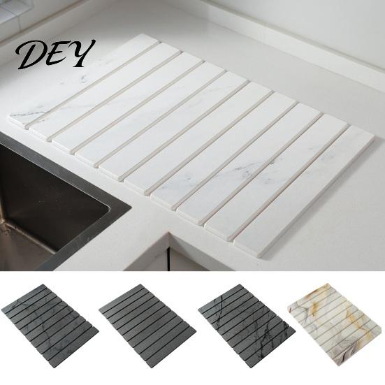 Fast Drying Kitchen Accessories Diatomaceous Dish Mat, Collapsible Absorbent Drain Pad, Countertop Pad Heat Resistant Multipurpose for Practical Gift