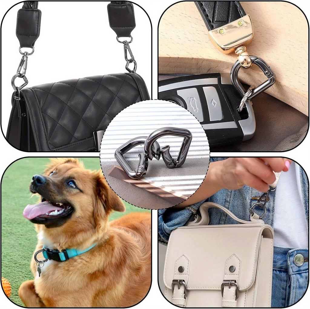 5pcs Spring D Ring Clips for Purse Metal Snap Hook Buckle for Shoulder Bag Wallet Keychain Dog Chain