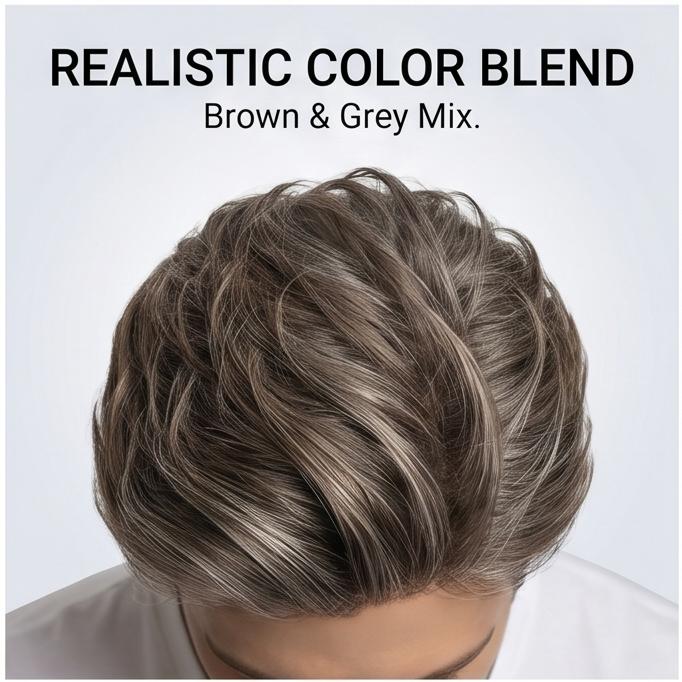 Men's Grey Gold Short Straight Synthetic Wig - Side-Part with Bangs, Breathable Adjustable Cap for Daily & Party Wear, Ready Stock