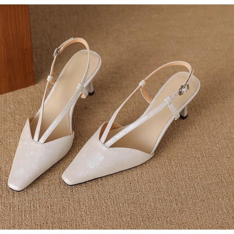 

Sandals Women 2025 Women Sexy Low Heel Summer Party Sandalias Concise Style Pointed Toe Sandals for Girls 42 белый