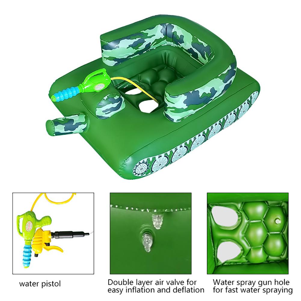 Water Spray Combat Pool Toys for Adult Kids Water Tank Swimming Ring PVC Inflatable Floating Raft Tank Air Mattress Float Circle