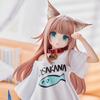 Anime Figure Golden Head My Cat Is A Kawaii Girl PVC Hobby Sakura Soybean Flour Sit And Eat Fish Model Doll Toys Christmas Gifts