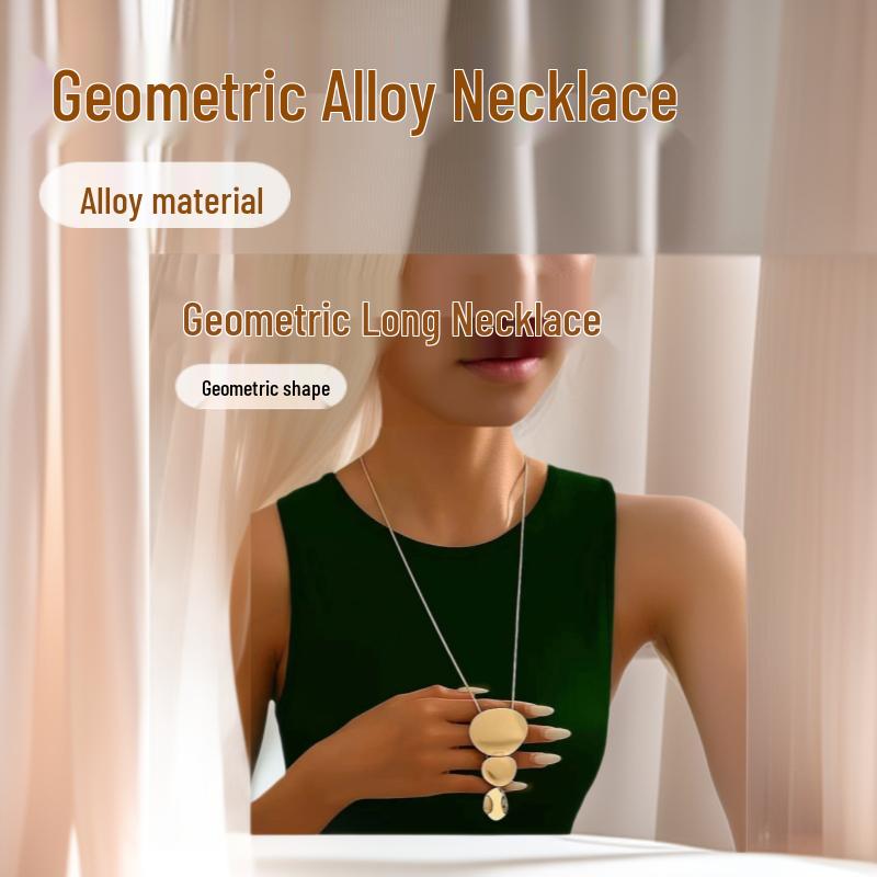 Geometric Alloy Necklace - Exquisite, Versatile, Long, Light Luxury Design in Stainless Steel for Women Electroplated
