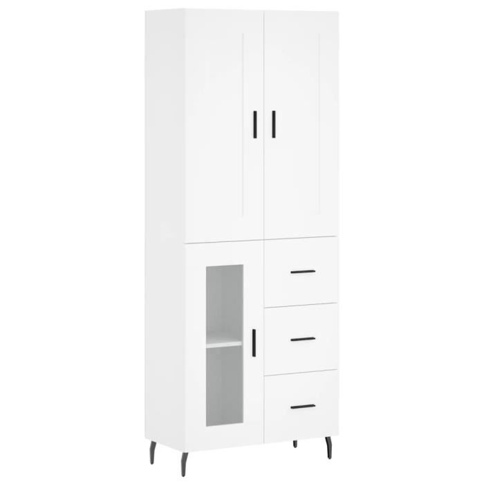 VidaXL Buffet haut Blanc 69,5x34x180 cm Bois d'ingénierie 3199953