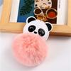 Ornament Backpack Pendant Panda Keychain Hairball Key Chain PU Leather Keyring Animal Panda Keyring