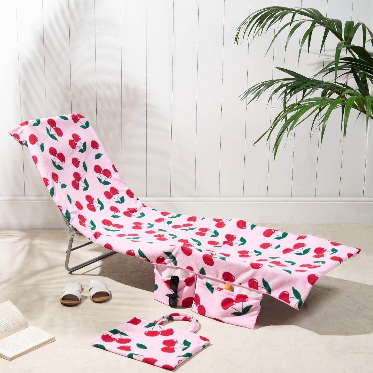 Hot Selling  Competitive Price Custom Leopard Print Soft Microfiber Beach Lounge Chair Towel Cover With Pockets чёрный