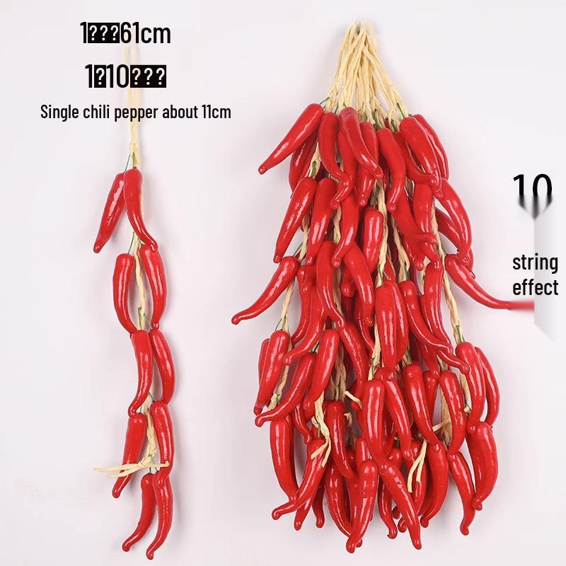 Artificial Vegetable & Fruit Skewer Wall Hanging - Chili & Corn Decor