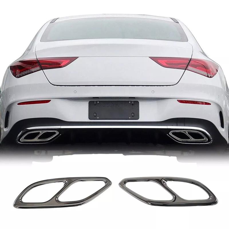2Pcs/Sets Black / Silver Steel Exhaust Muffler Tail Pipe Trim For Mercedes Benz CLA Class C118 W118 2020-2022