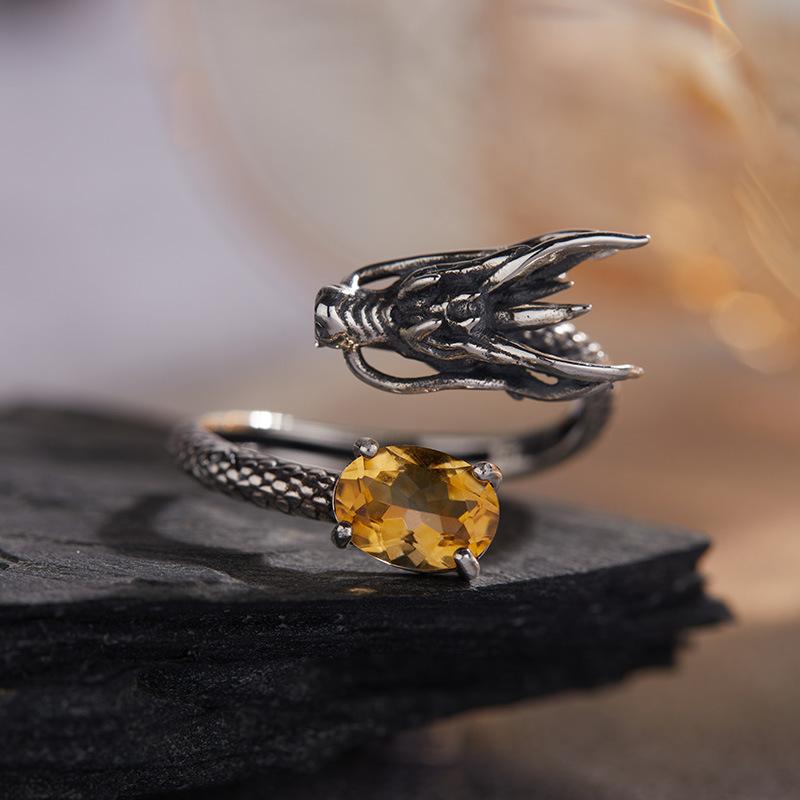 Original Design Does Not Fade Niche High Sense S925 Sterling Silver 18K Natural Citrine Lucky Treasure Ring Women