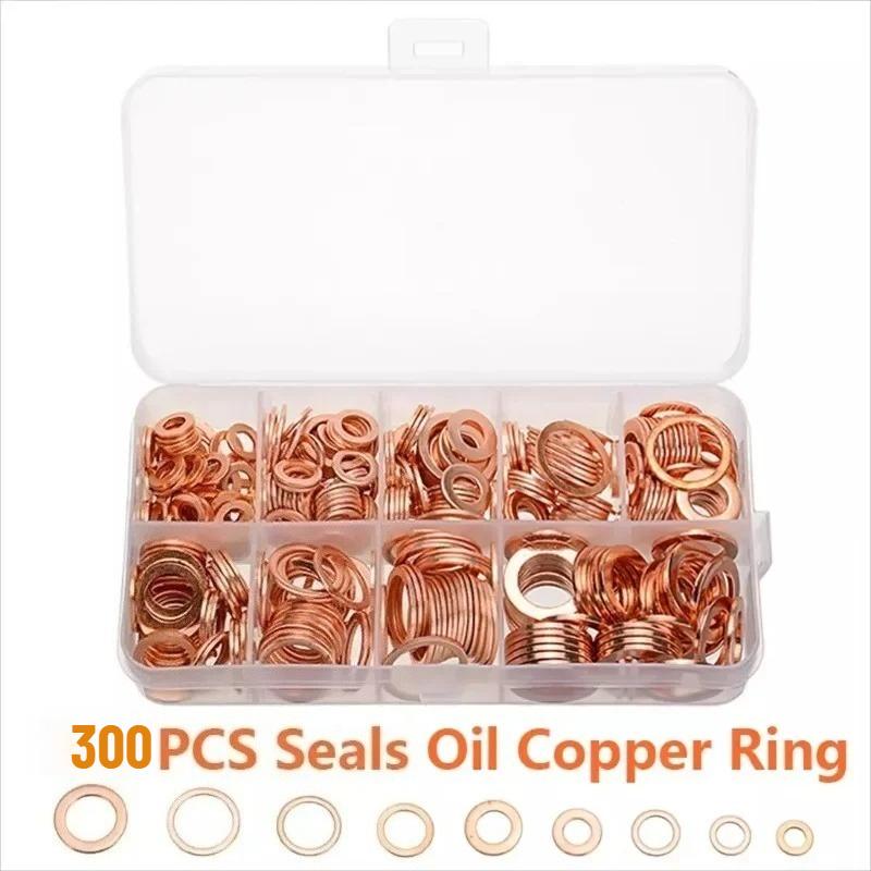 100 adet//kutu Bakır Pul O Halka Contaları Düz Halka Conta Takımı Çeşitli Araba Enjektörleri İçin Bakır Sızdırmazlık Halkaları Yağ Boşaltma Tapası