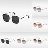 P28123 Fashion New Polarized Sunglasses Men Metal Square Frame Sunscreen Glasses Women Big Face Slimming Personalized Eyewear Uv375