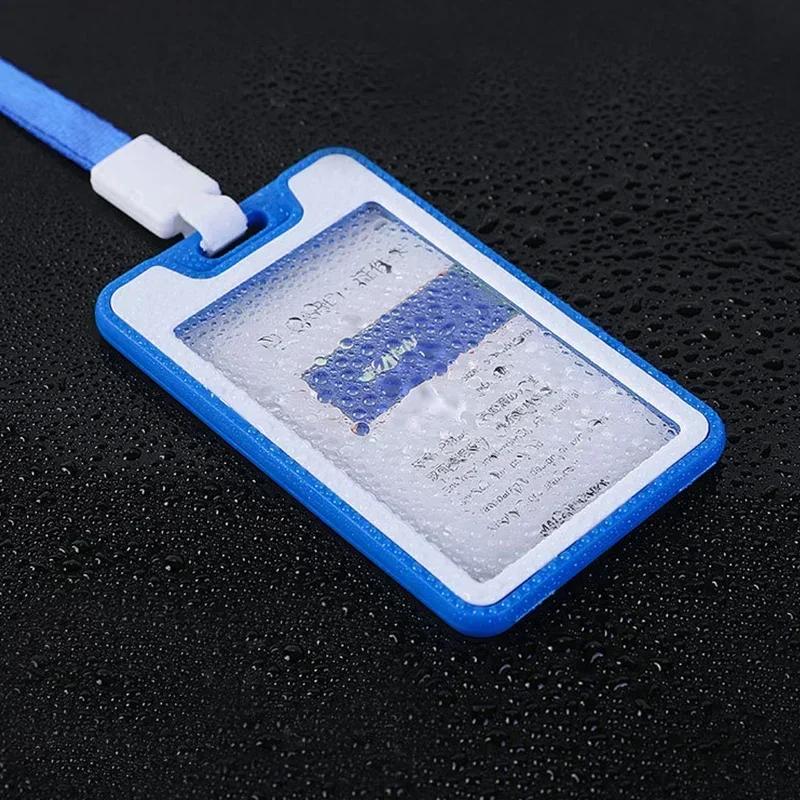 Colorful Waterproof Card Holder Employee ID Case with Lanyard Double Side Simple Bus Case Badge Holder Credit Card Sleeve Purse