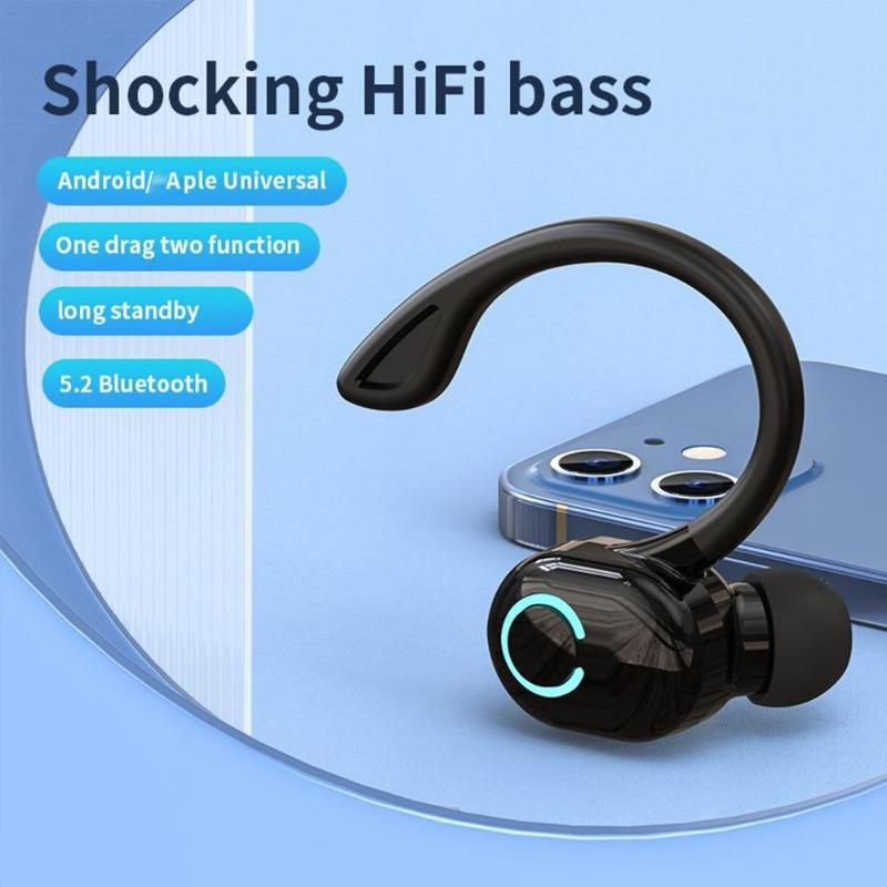 1SET S10 Wireless Business Headphone Ear Hook Bluetooth 5.2 Headset with Mic HIFI Stereo Voice Control Earphones Waterproof Noise Reduction