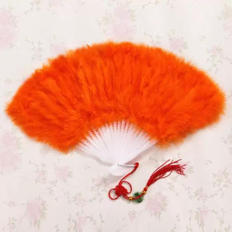 Dance Cheongsam Feather Full Velvet Fan Classical Night Beach Stage Show Square Dance Photo Props Folding Fan