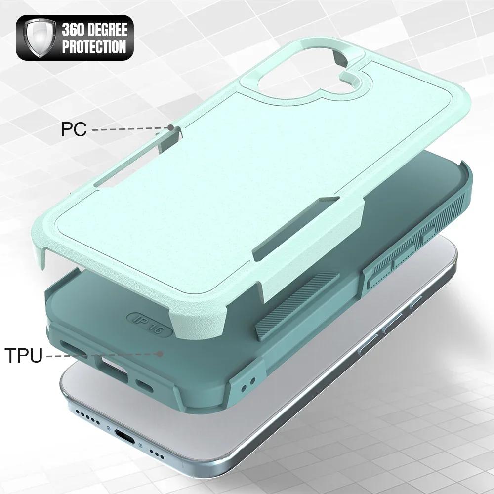 Capa de Celular à Prova de Choque com Proteção de Duas Camadas Para iPhone 16 15 11 12 13 14 Pro Max X S XR Luxuosa Armadura Contrastante Capa Anti-Queda