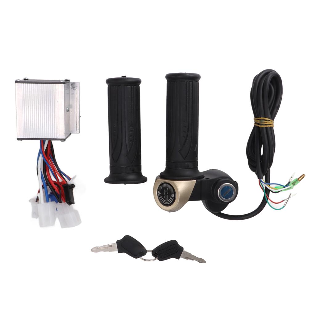 24V 250W Electric Bicycle Brushed Controller Electric Bike Conversion Kit with Round Screen 24V Throttle Grip 2 Keys