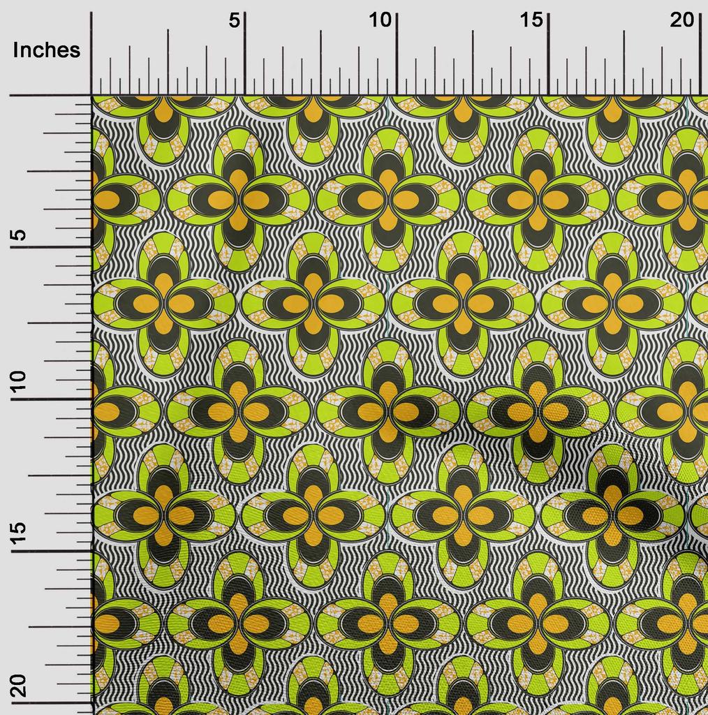 oneOone Cotton Flex Green Fabric African Sewing Material Print Fabric by The Yard 40 Inch