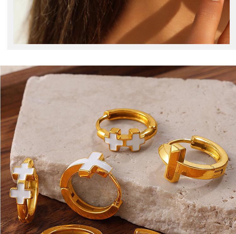 Women's Starburst Diamond-set Titanium Steel Hoop Earrings - Elegant Light Luxury Design