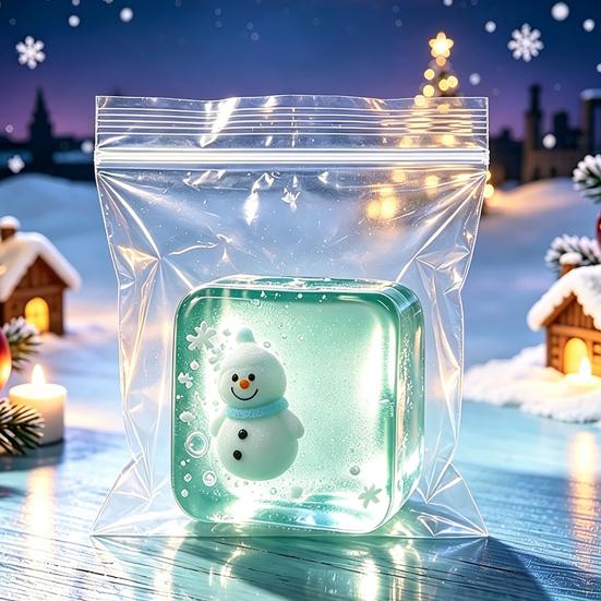 Stress Relieving Toy Relief for Halloween Christmas, Anxiety Reduction Ice Cube Squeeze Clear Sensory Toy, Slow Rising Holiday Gift