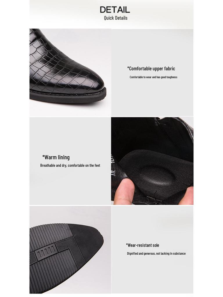 Herren Übergröße Reißverschluss Brogue Leder High-Top Chelsea Stiefel mit spitzer Zehe