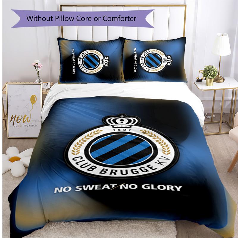 Set Biancheria da Letto 3 Pezzi Stampato FC Club Brugge Traspirante Copripiumino con Federe Biancheria da Letto Decorativa per Camera da Letto Casa