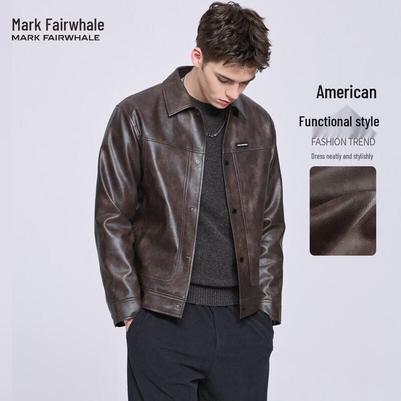 Mark Fairwhale Men's American Retro Windproof PU Jacket