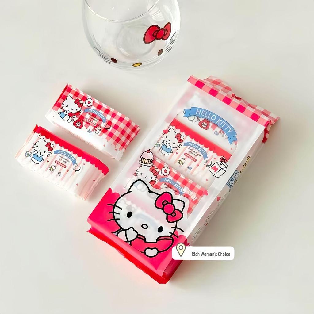 Hello Kitty Mini Wet Wipes - Portable Hand & Mouth Cleaning Bag