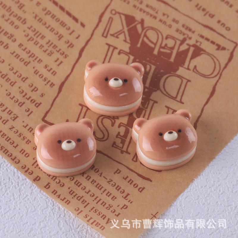 Little Bear Egg Tart DIY Kit: Cheese Bread, Cream Glue, Hair Clips, Crocs Charms, Resin Accessories