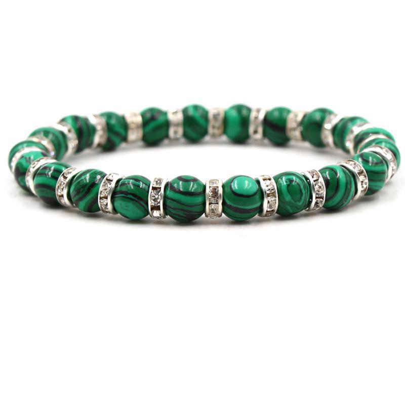 Fashion Malachite Beads Bracelet 8mm Natural Stone Peacock Malachite Beaded Handmade Bracelet Bangles Jewelry Women Men