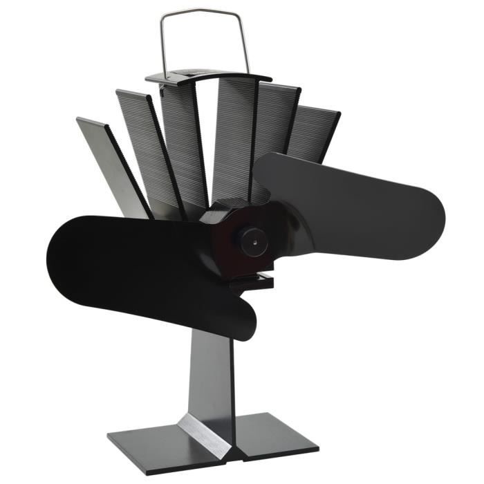 VidaXL Ventilateur de poêle alimenté par chaleur 2 pales Noir