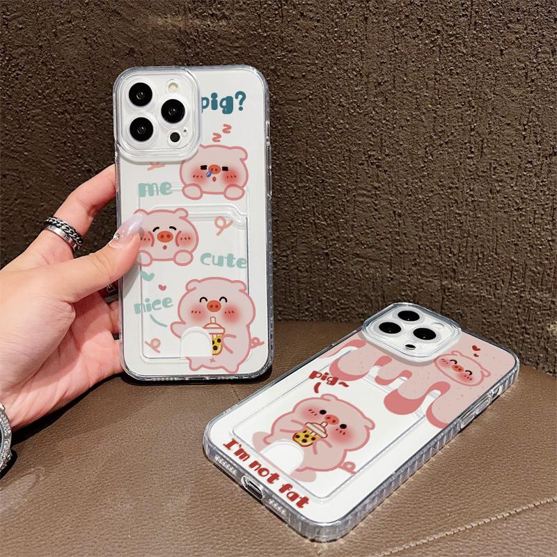 Card Slot Holder Silicone Wallet Pocket Case For Xiaomi Redmi Note 12 13 Honor Smart 90 Oppo A18 A38 A58 Samsung S23 S24 S25 Cover Clear Phone Bumper