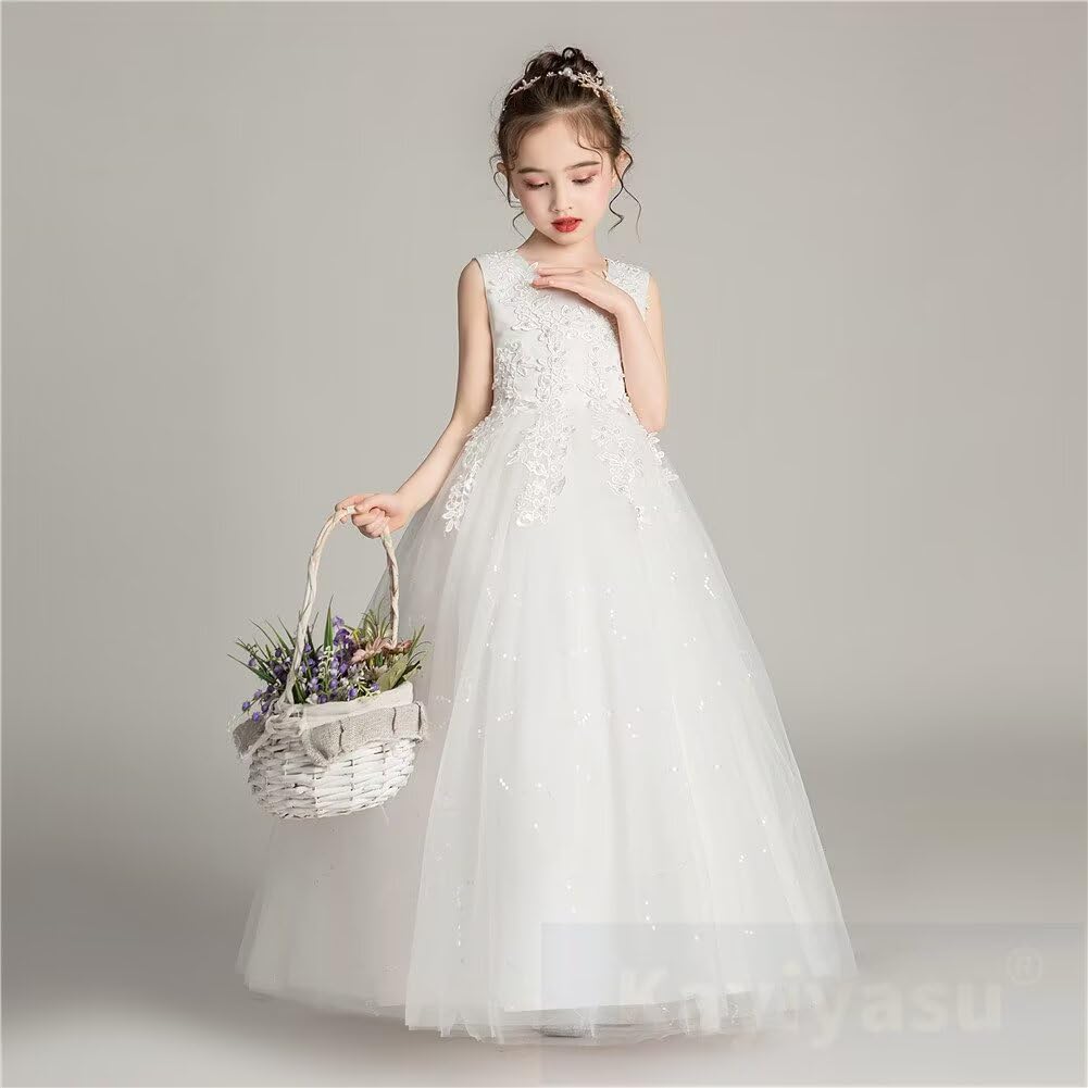 Dress Piano Recital Girls Formal Long Dress Wedding Graduation Party Embroidery Kindergarten Entrance Ceremony Suitable for Years Old [Kayiyasu]