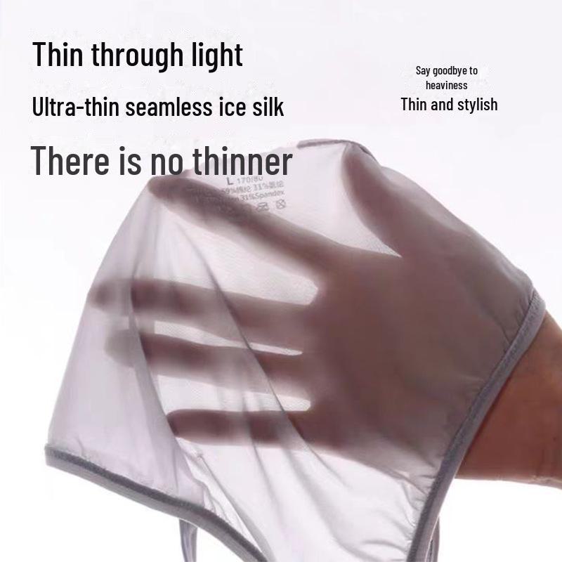 Slip da uomo in seta ghiacciata ultrasottile: Trasparente, 50g, astuccio a forma di U, vita bassa sexy, traspirante.