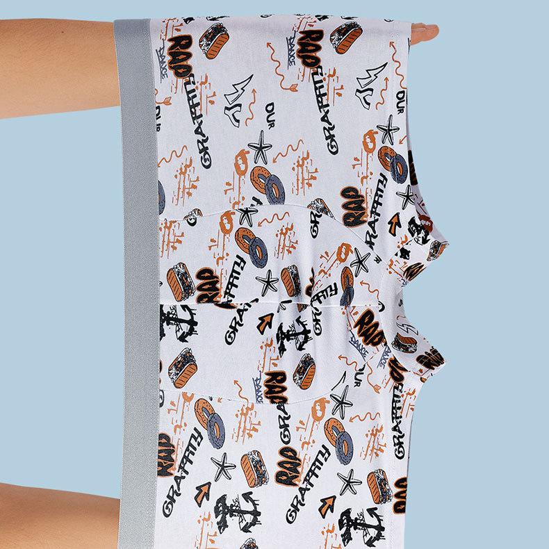 4pcs Men's Underwear Men's Tacky Boys Teenagers' Printed Four Cornered Underwear Shorts Boxer Brief