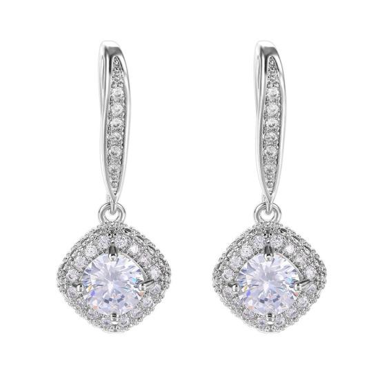 1 Pair Hook Earrings Cubic Zirconia Inlaid Drop Earrings Anti-oxidation