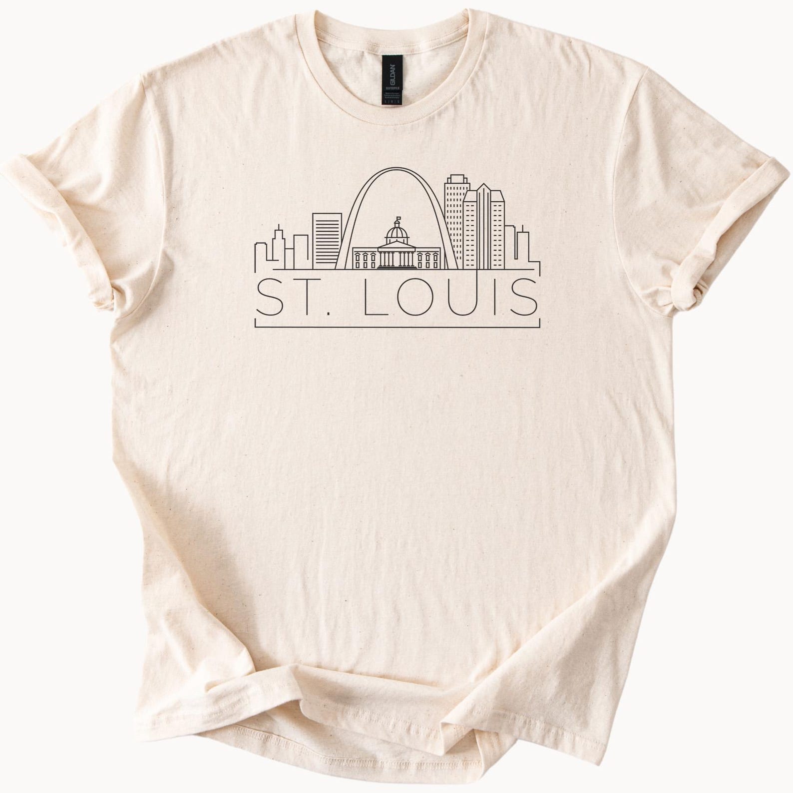 St Louis Skyline Graphic T Shirt Minimalist Gateway Arch Old Courthouse Cityscape Outline Drawing Missouri Souvenir Shirt 110