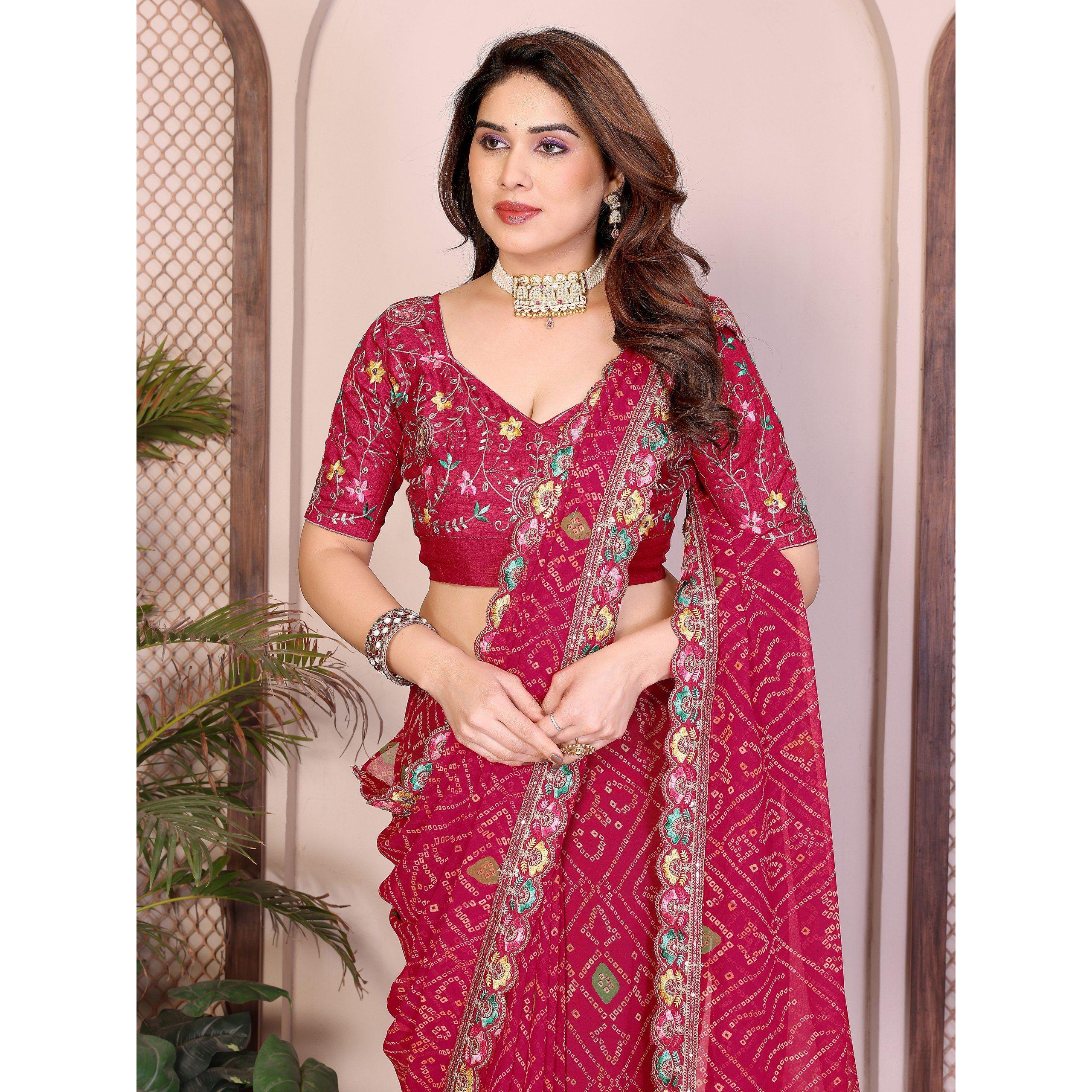 New Arrival - Designer Bandhej Print Georgette Saree