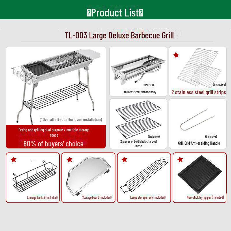 "Klappbarer Holzkohlegrill aus Edelstahl"