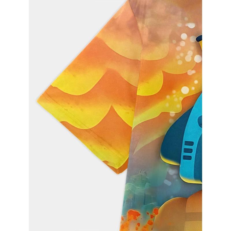 Summer Round Neck 3D Printed Cartoon O-octonauts Pattern Top Fashionable Casual Short Sleeved Children's Boy T-shirts
