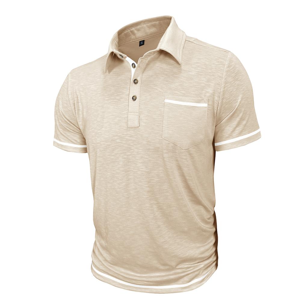 Summer Mens Short Sleeve T-Shirts Pocket Lightweight Casual Polo Shirt for Men Loose Trendy Loose Button Down Shirts for Men