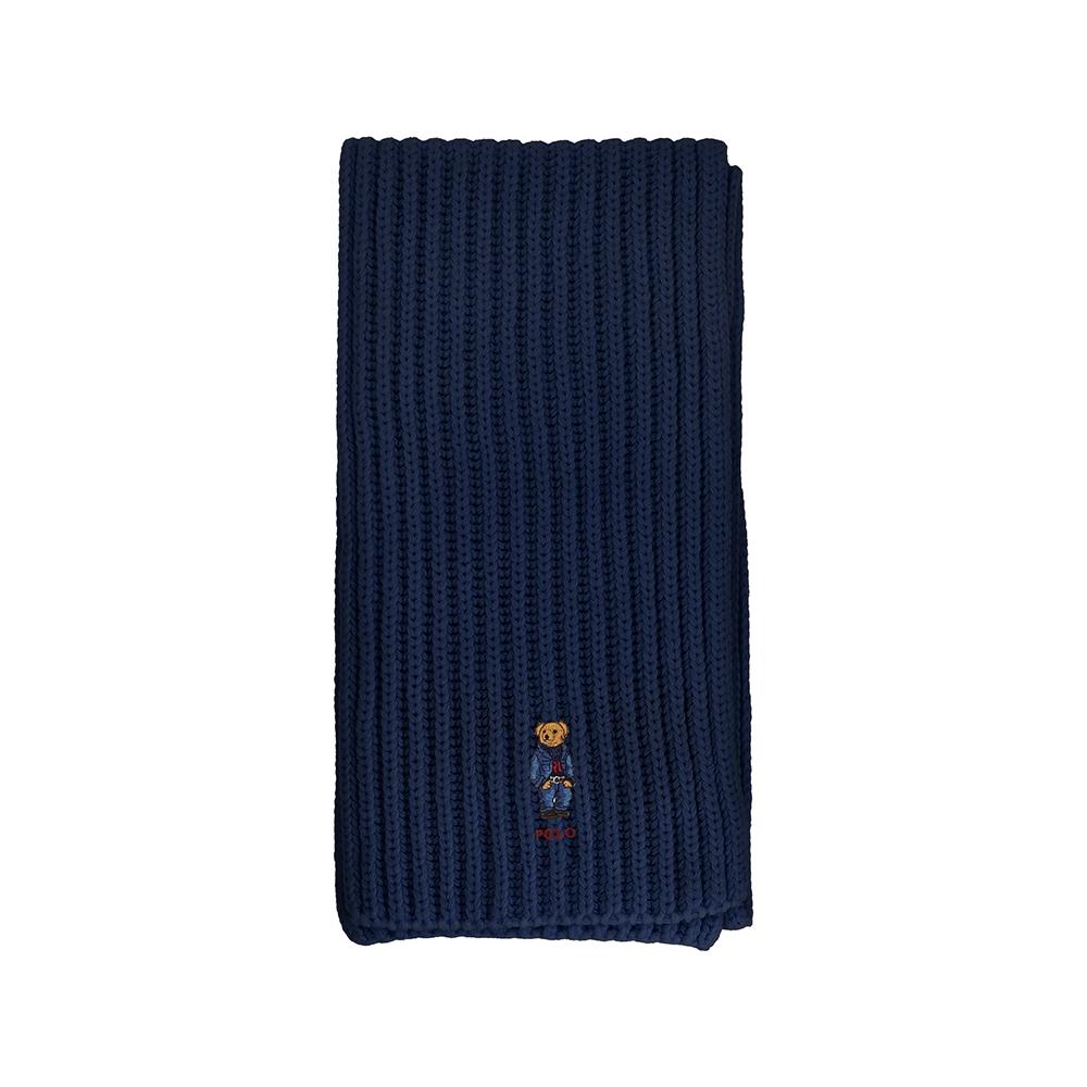 

Polo Ralph Lauren Solid Denim Bear Rib Knit Scarf Wc0523 433 WC0523-433
