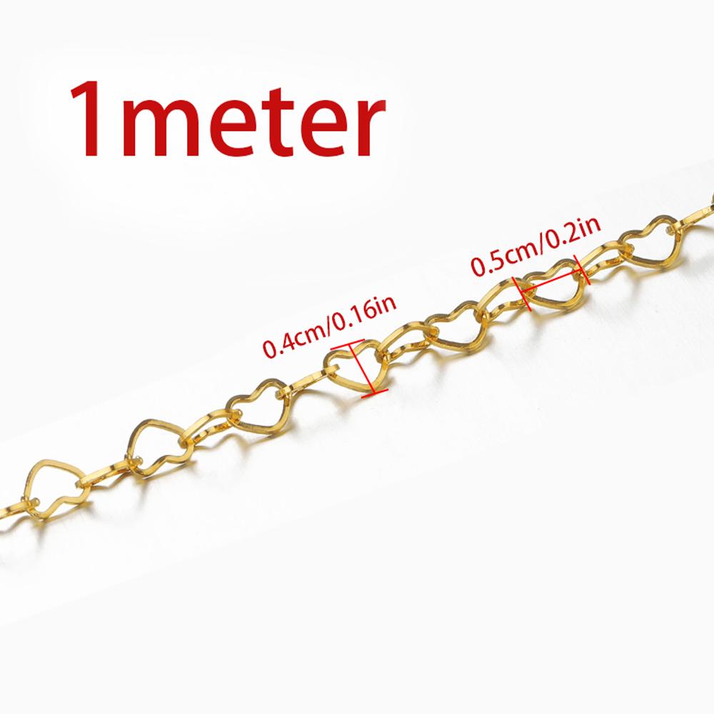 1Meter Punk Black Color Stainless Steel Love Heart Link Chains for Party Jewelry Making DIY Bracelet Choker Necklace Components