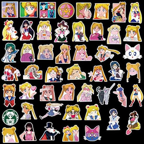 50 Sailor Moon Sticker Waterproof Stickers for and More Set, Suitcases, Motorcycles, Helmets,