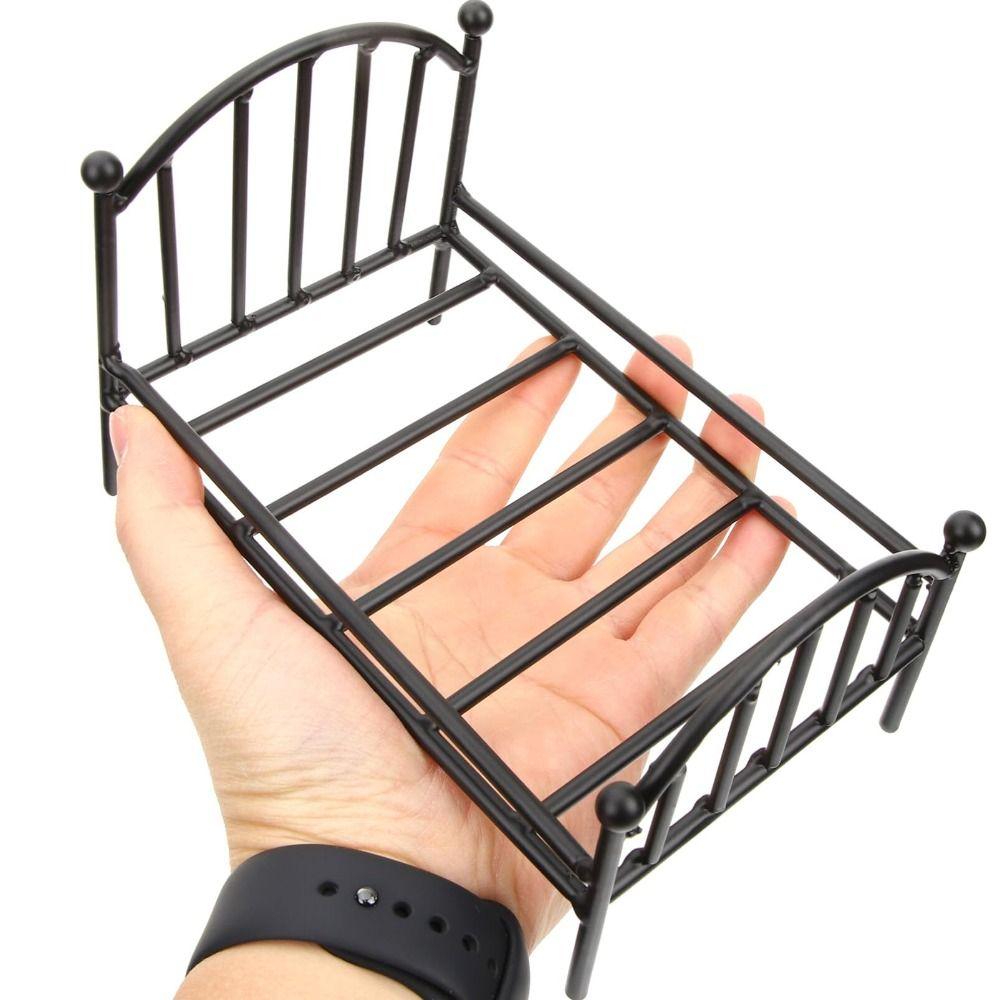 1:12 Doll House Metal Dollhouse Bed Mini Realistic Bed New Vintage Miniature Bed