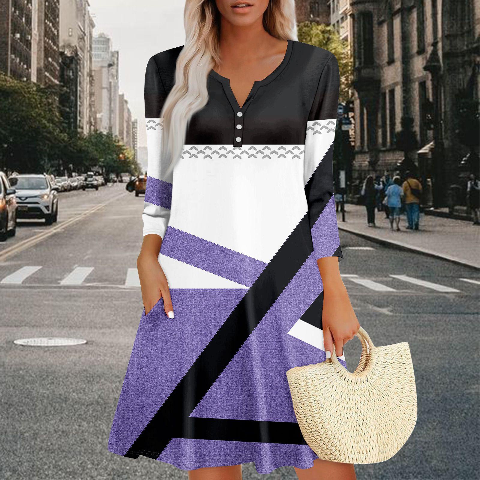 

Женское летнее платье, свободное платье с V-образным вырезом, рукавом три четверти и карманами XL арбуз красный