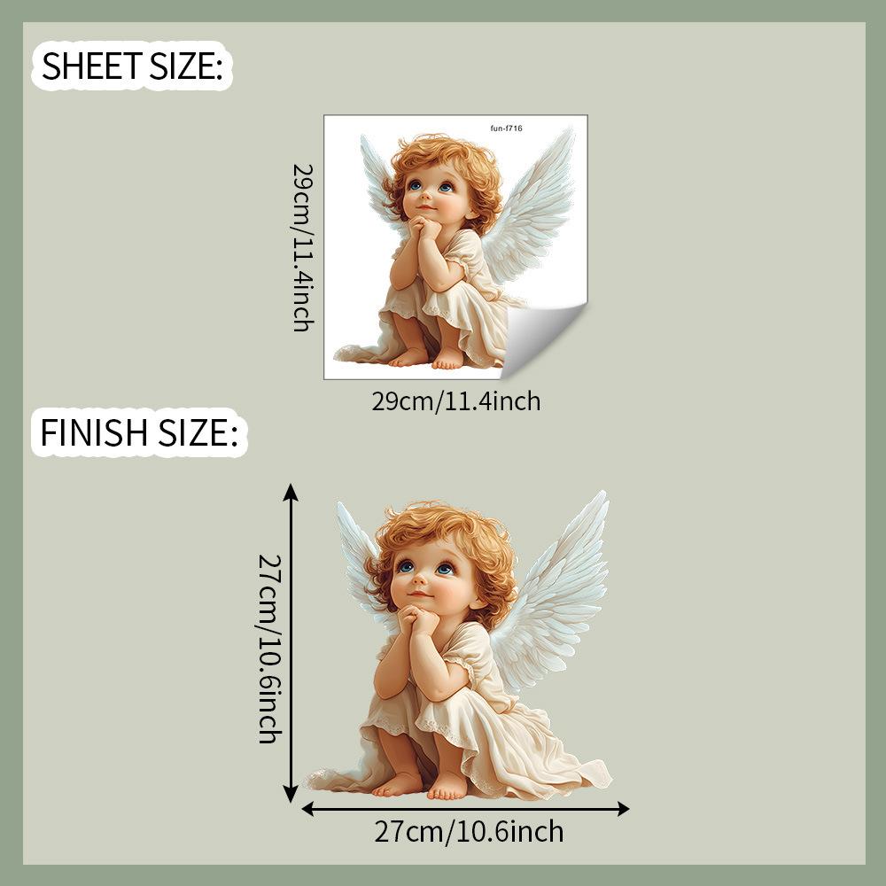 

Cute Little Angel with Wings Wall Sticker for Bedroom Living Room Self-Adhesive Removable Decal 29x29cm різнокольоровий