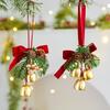 LED Flickering Christmas Bell Ornament with Bow for Tree, Wreath, or Door Decor
